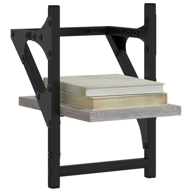 vidaXL Nástenné police s tyčami 2 ks sivé sonoma 20x25x30 cm