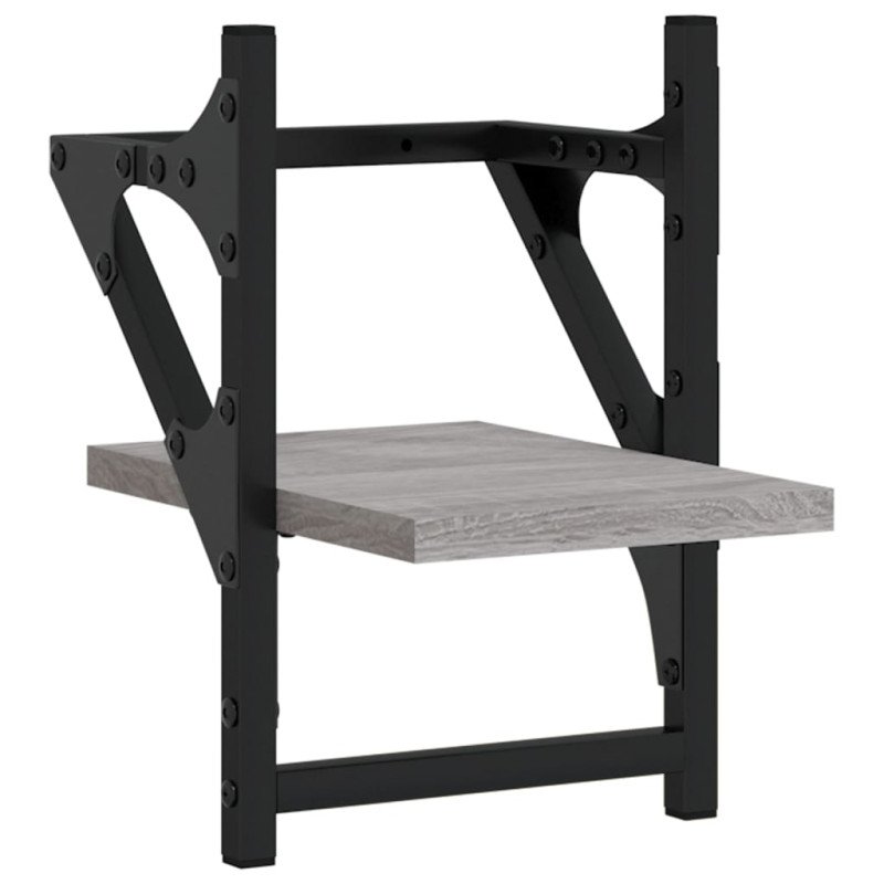 vidaXL Nástenné police s tyčami 2 ks sivé sonoma 20x25x30 cm