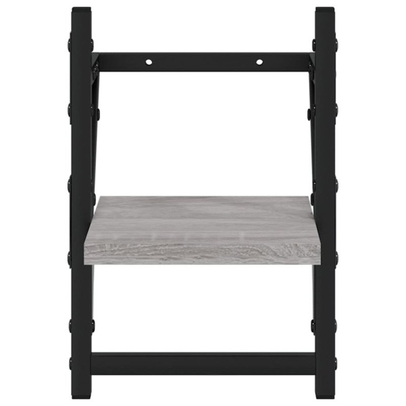 vidaXL Nástenné police s tyčami 2 ks sivé sonoma 20x25x30 cm