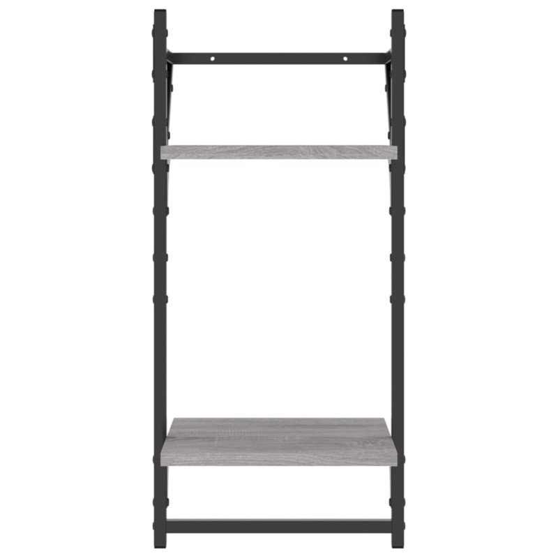 vidaXL 6-dielna súpr. nástenných políc s tyčami sivá sonoma kom. drevo