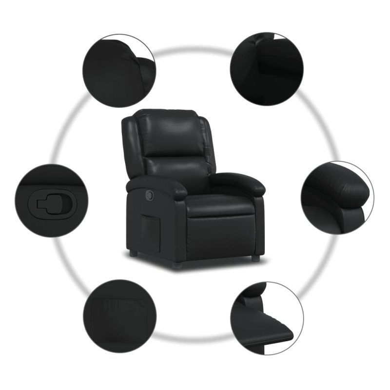 vidaXL Sklápacie kreslo, čierne, umelá koža
