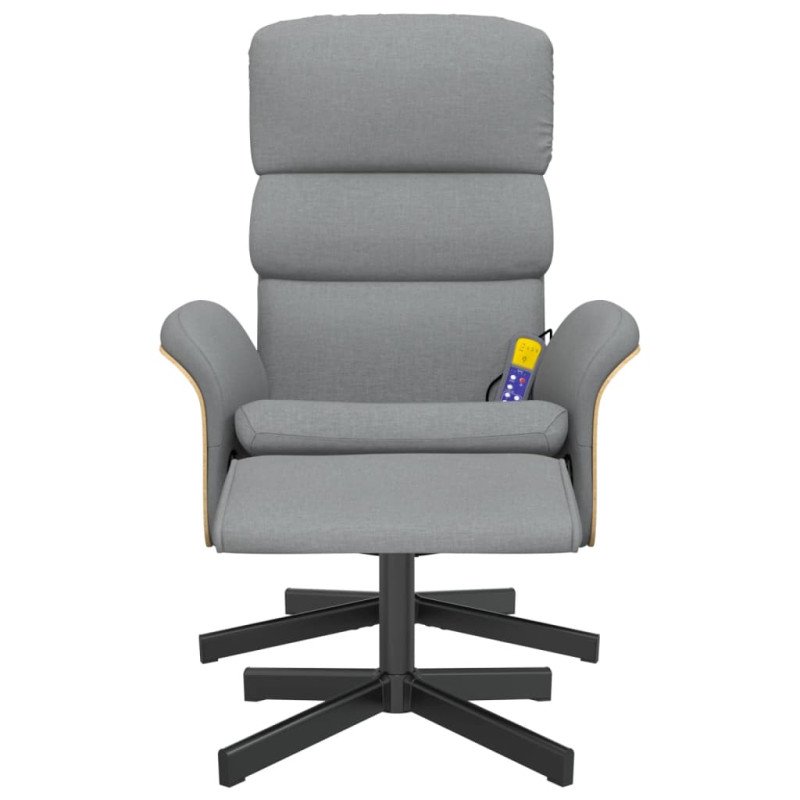 vidaXL Masážne sklápacie kreslo s podnožkou bledosivé látka