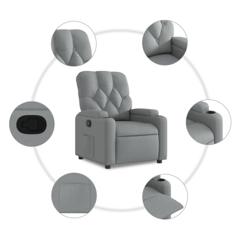 vidaXL Sklápacie kreslo bledosivé látkové