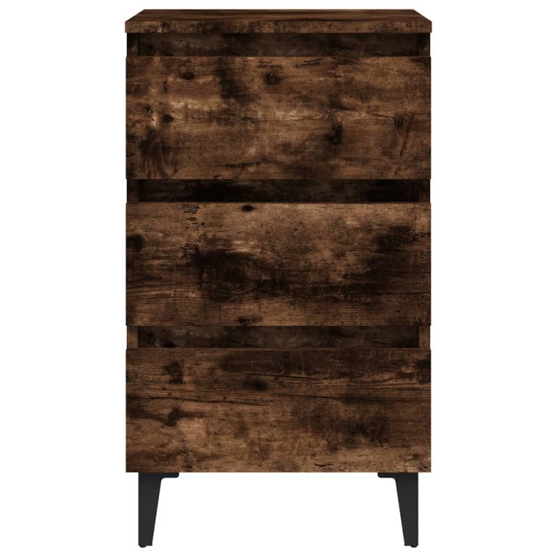 vidaXL Nočné stolíky s kovovými nohami 2 ks údený dub 40x35x69 cm