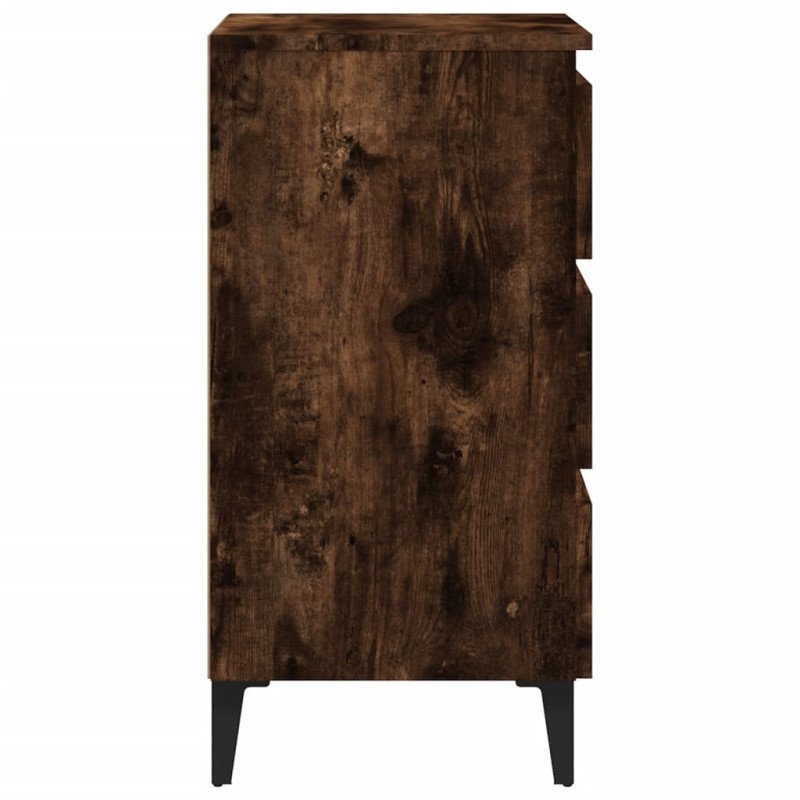 vidaXL Nočné stolíky s kovovými nohami 2 ks údený dub 40x35x69 cm