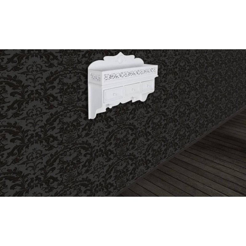 Nástenná polica/vešiak s 3 zásuvkami a 2 háčikmi