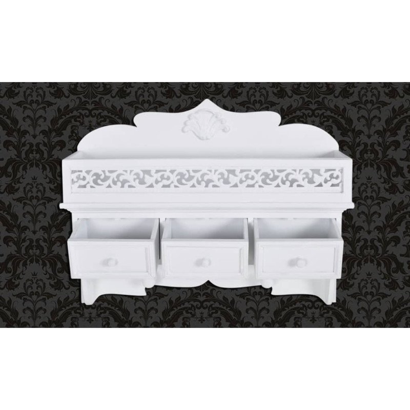 Nástenná polica/vešiak s 3 zásuvkami a 2 háčikmi