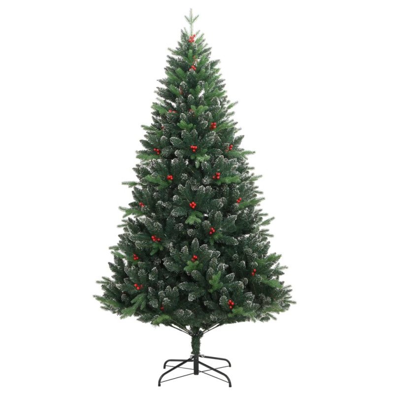 vidaXL Umelý skladací vianočný stromček s červenými bobuľami 120 cm