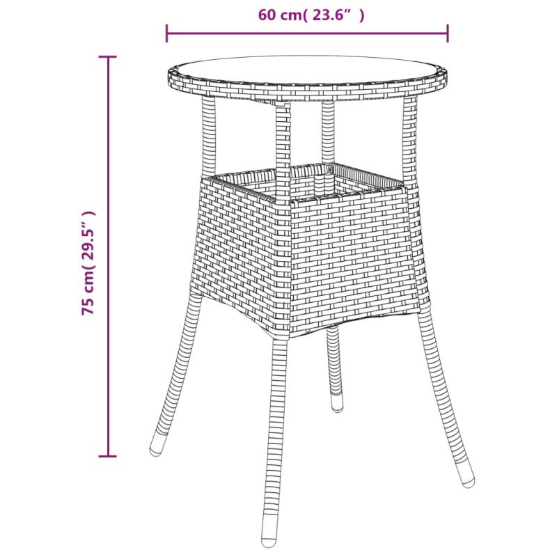 vidaXL 3-dielna záhradná bistro súprava s vankúšmi hnedá polyratanová