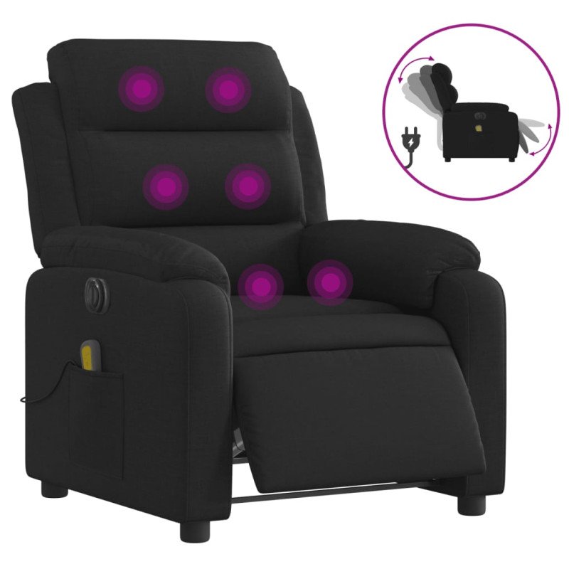 vidaXL Elektrické masážne kreslo čierne látka