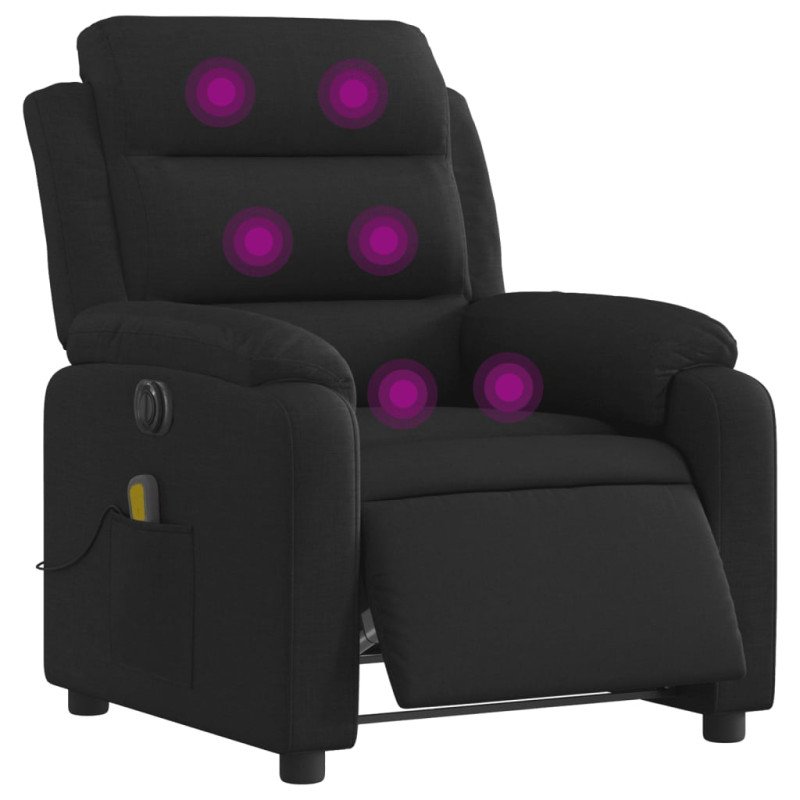 vidaXL Elektrické masážne kreslo čierne látka