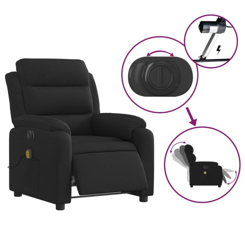 vidaXL Elektrické masážne kreslo čierne látka