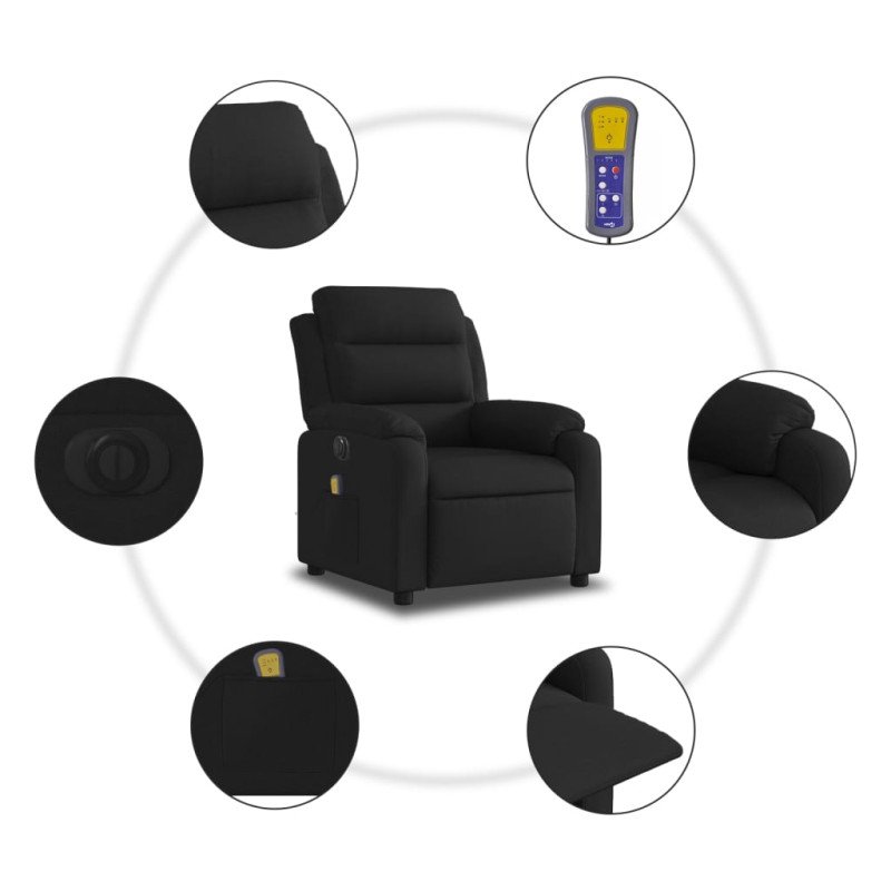 vidaXL Elektrické masážne kreslo čierne látka