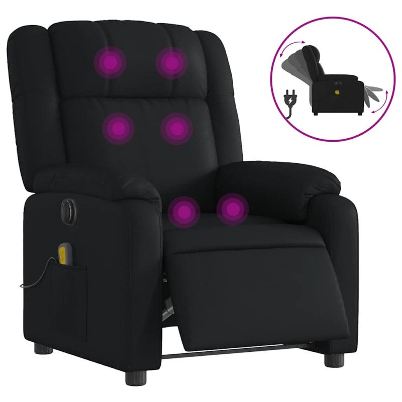 vidaXL Elektrické masážne sklápacie kreslo čierne umelá koža