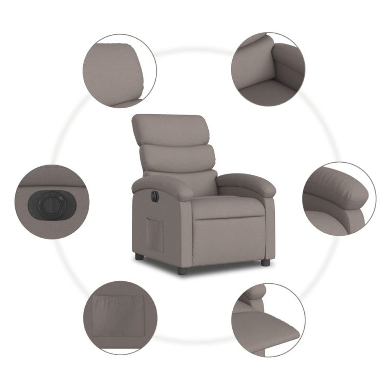 vidaXL Elektrické sklápacie kreslo sivohnedé látka