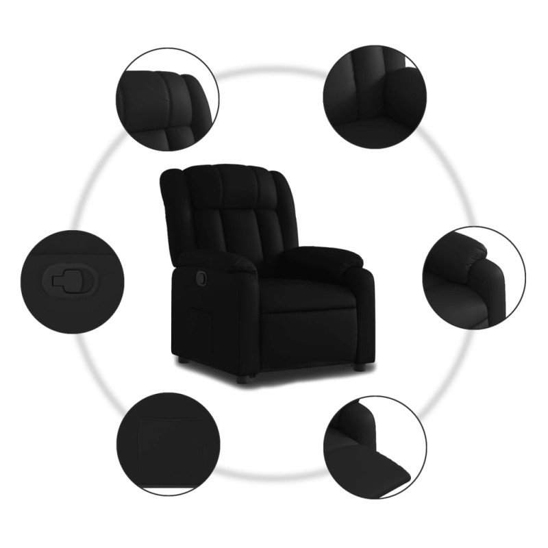 vidaXL Zdvíhacie a sklápacie kreslo čierne umelá koža