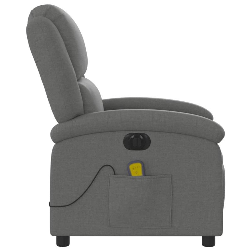 vidaXL Elektrické masážne sklápacie kreslo tmavosivé látka