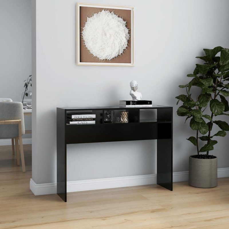 vidaXL Konzolový stolík čierny 105x30x80 cm drevotrieska