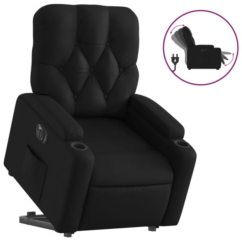 vidaXL Elektrické zdvíhacie sklápacie kreslo čierne umelá koža