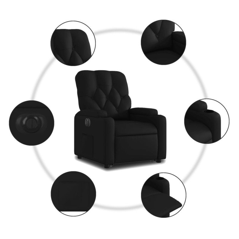 vidaXL Elektrické zdvíhacie sklápacie kreslo čierne umelá koža