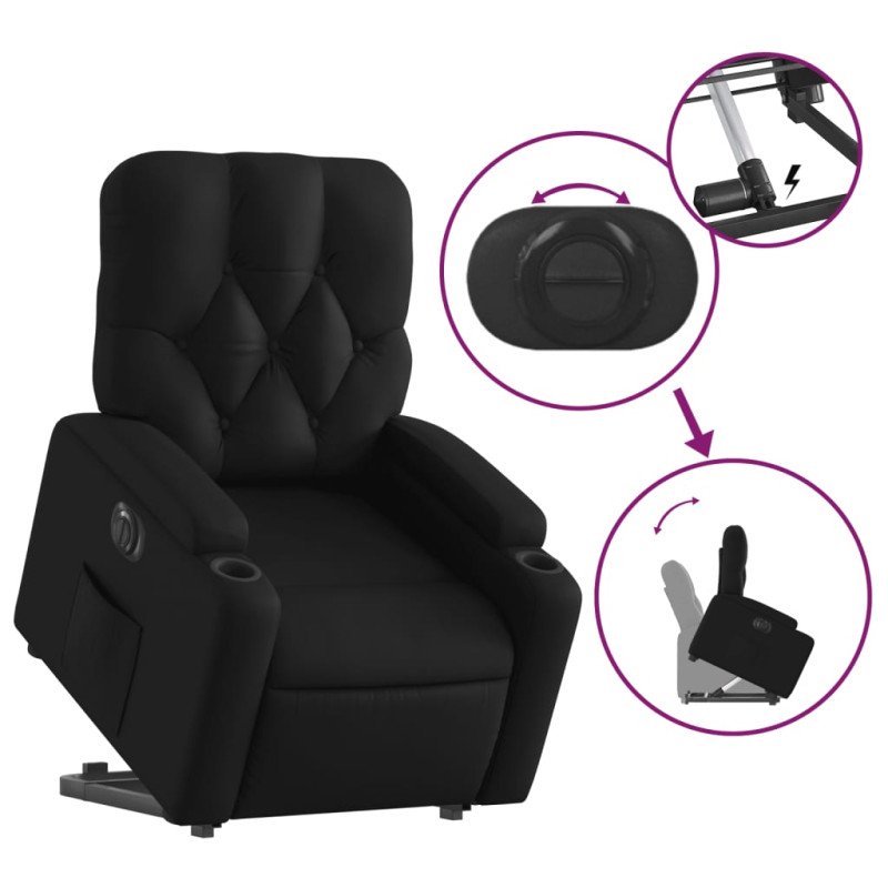 vidaXL Elektrické zdvíhacie sklápacie kreslo čierne umelá koža