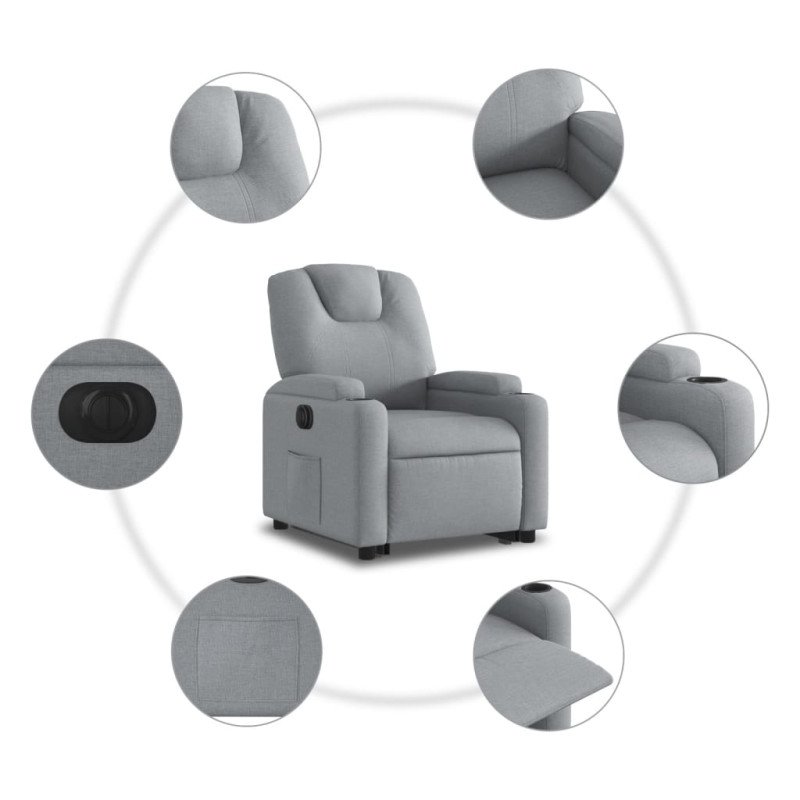 vidaXL Elektrické zdvíhacie sklápacie kreslo bledosivé látka