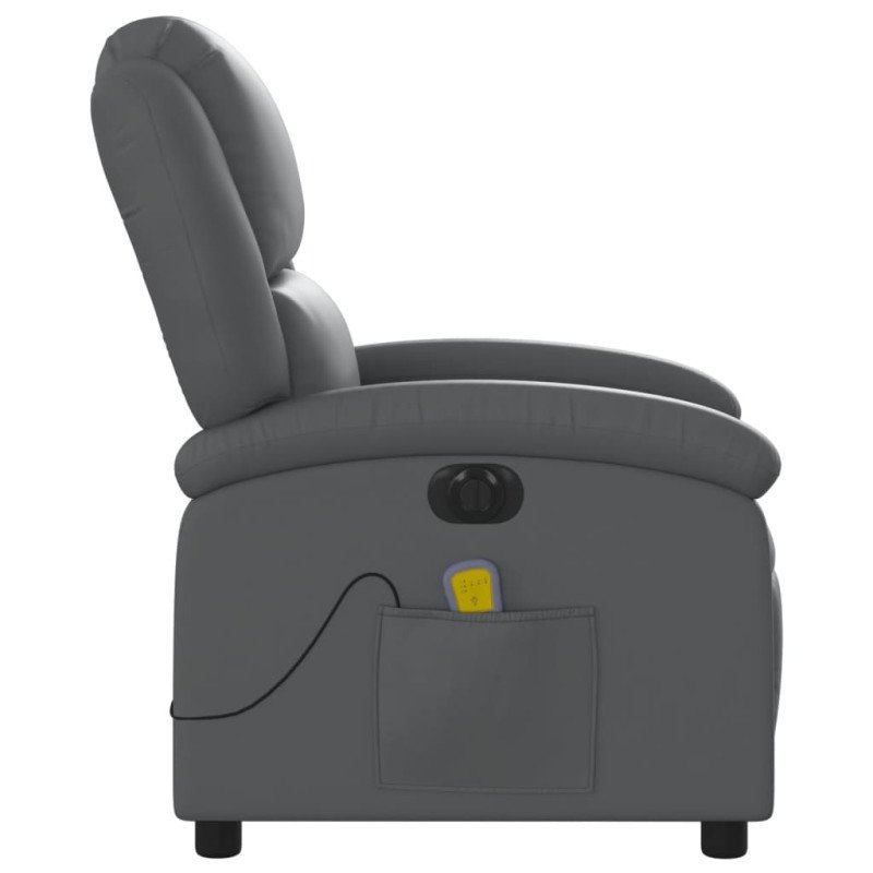 vidaXL Elektrické masážne sklápacie kreslo sivé umelá koža