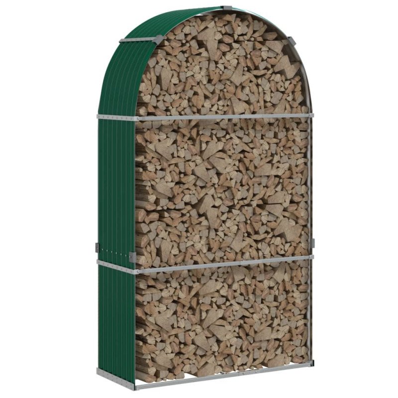 vidaXL Držiak na polená zelený 120x45x210 cm pozinkovaná oceľ