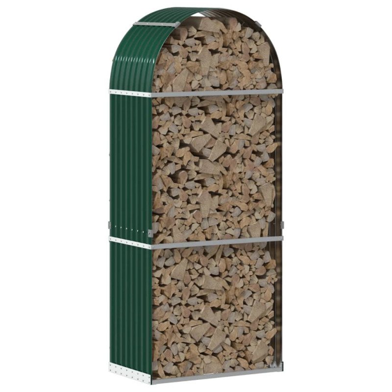 vidaXL Držiak na polená zelený 80x45x190 cm pozinkovaná oceľ
