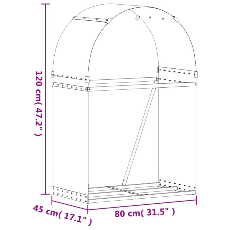 vidaXL Držiak na polená bledosivý 80x45x120 cm pozinkovaná oceľ