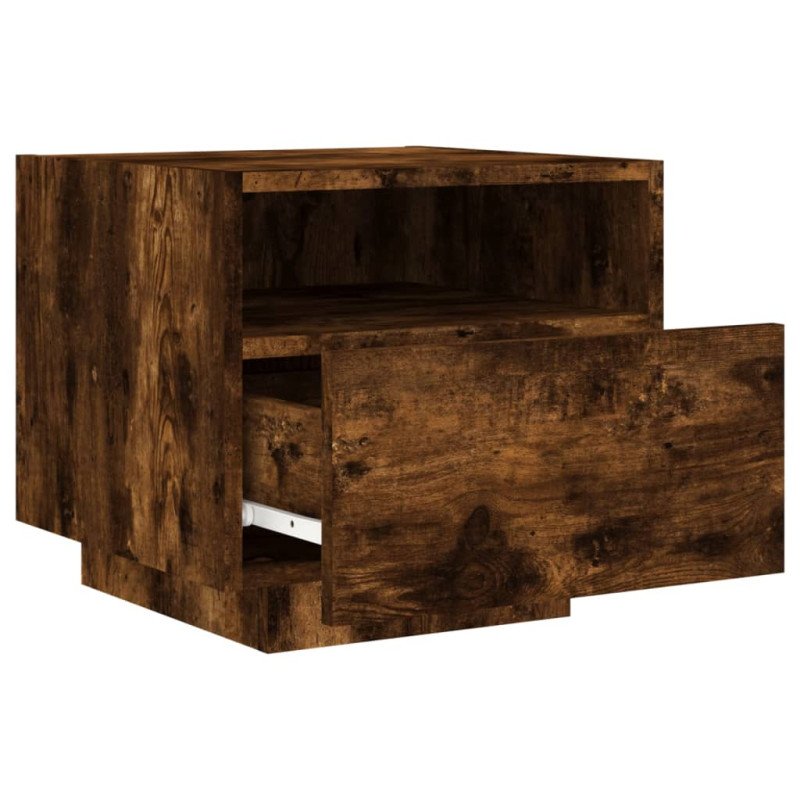 vidaXL Nočné stolíky s LED svetlami 2 ks dymový dub 40x39x37 cm