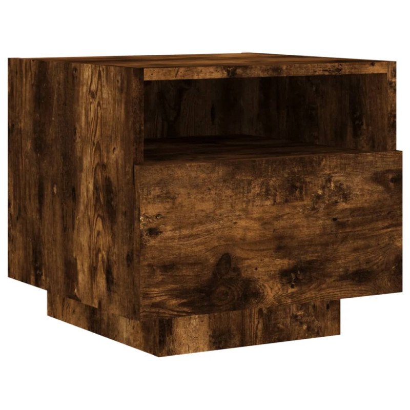 vidaXL Nočné stolíky s LED svetlami 2 ks dymový dub 40x39x37 cm
