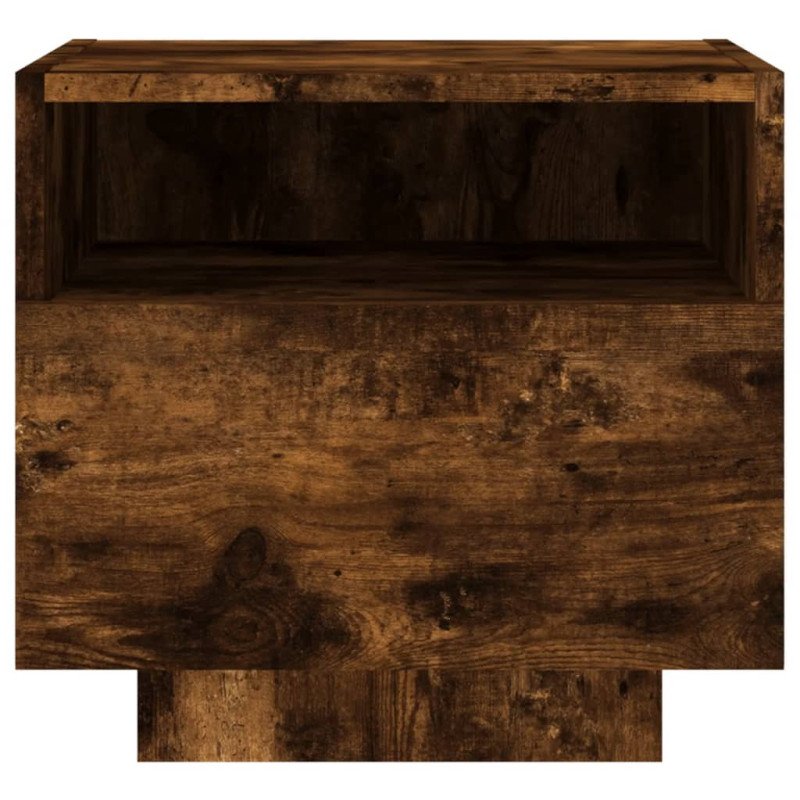 vidaXL Nočné stolíky s LED svetlami 2 ks dymový dub 40x39x37 cm