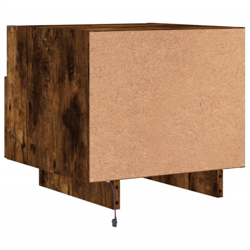 vidaXL Nočné stolíky s LED svetlami 2 ks dymový dub 40x39x37 cm