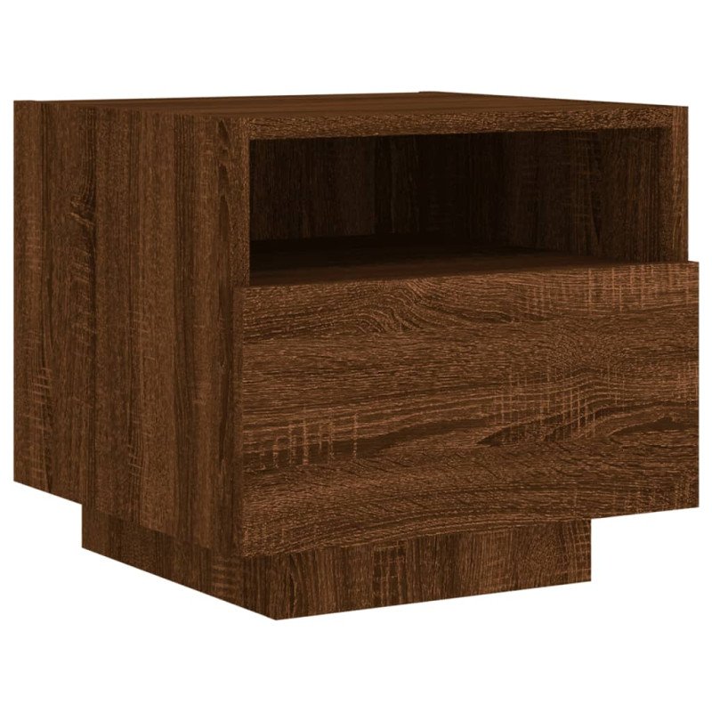 vidaXL Nočné stolíky s LED svetlami 2 ks hnedý dub 40x39x37 cm