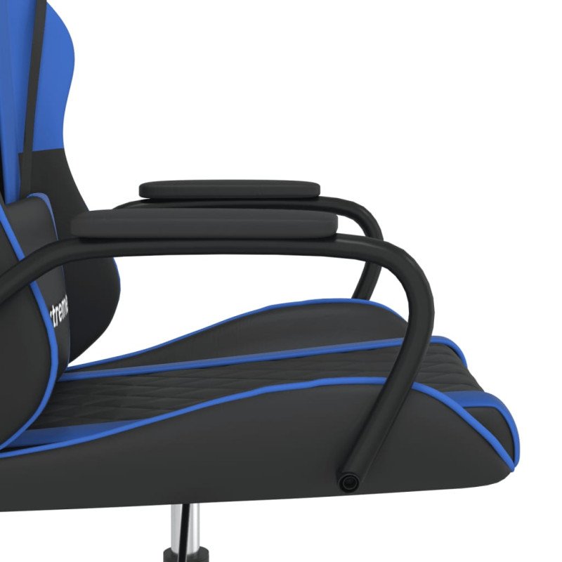 vidaXL Masážna herná stolička čierna a modrá umelá koža