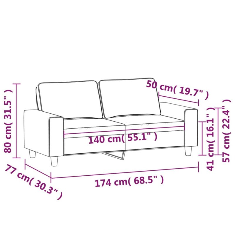 vidaXL 2-miestna pohovka bledosivá 140 cm látka