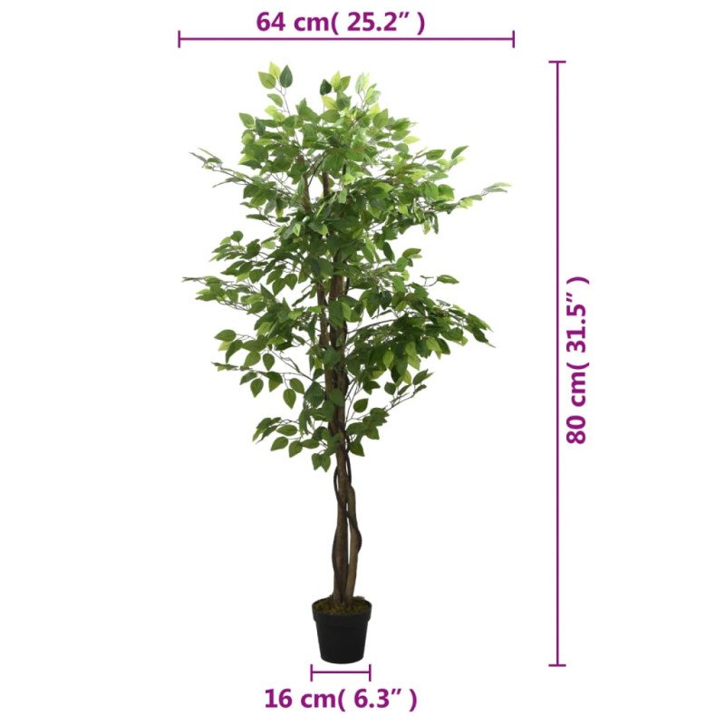 vidaXL Umelý fikusový strom 378 listov 80 cm zelený