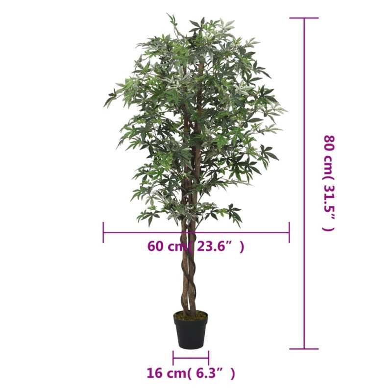 vidaXL Umelý javorový strom 224 listov 80 cm zelený