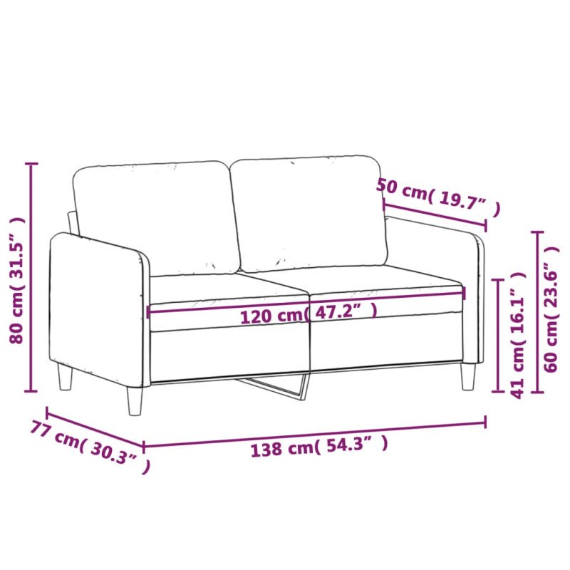 vidaXL 2-miestna pohovka vínovo-červená 120 cm zamat