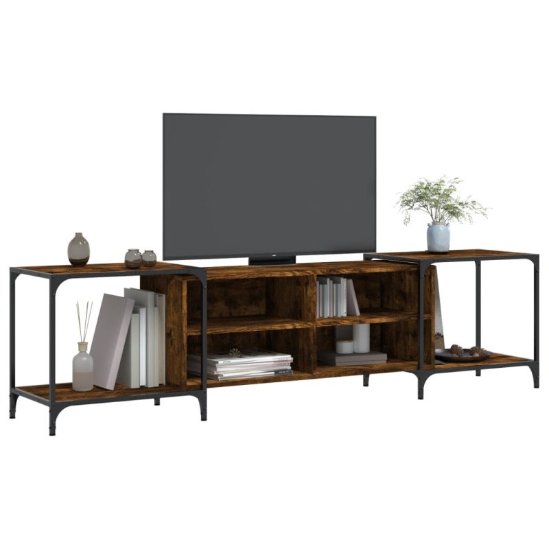 vidaXL TV skrinka dymový dub 203x37x50 cm kompozitné drevo