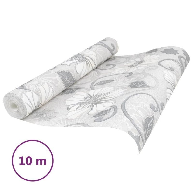 vidaXL Tapeta 3D kvetinová potlač sivá