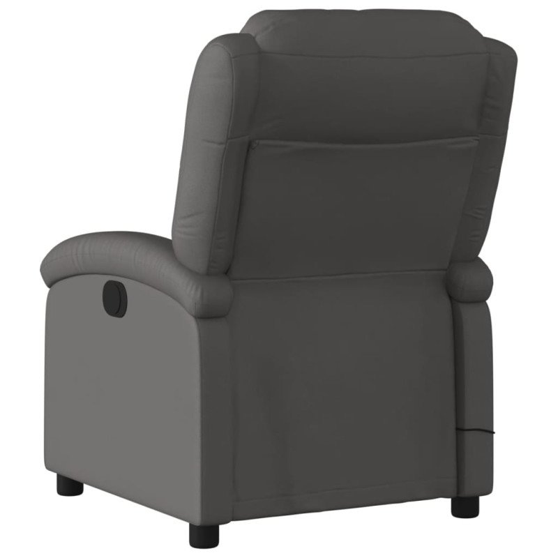 vidaXL Masážne sklápacie kreslo sivé pravá koža