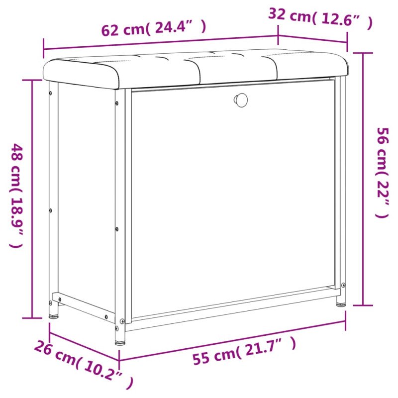 vidaXL Lavička na topánky s vyklápacou zásuvkou čierna 62x32x56 cm