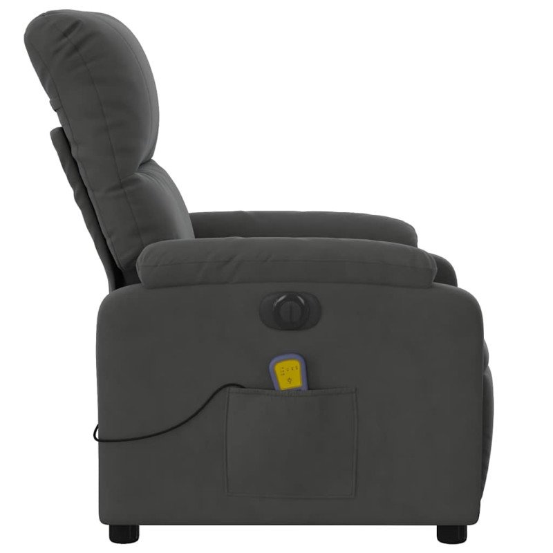 vidaXL Elektrické masážne skláp. kreslo tmavosivé mikrovláknová látka