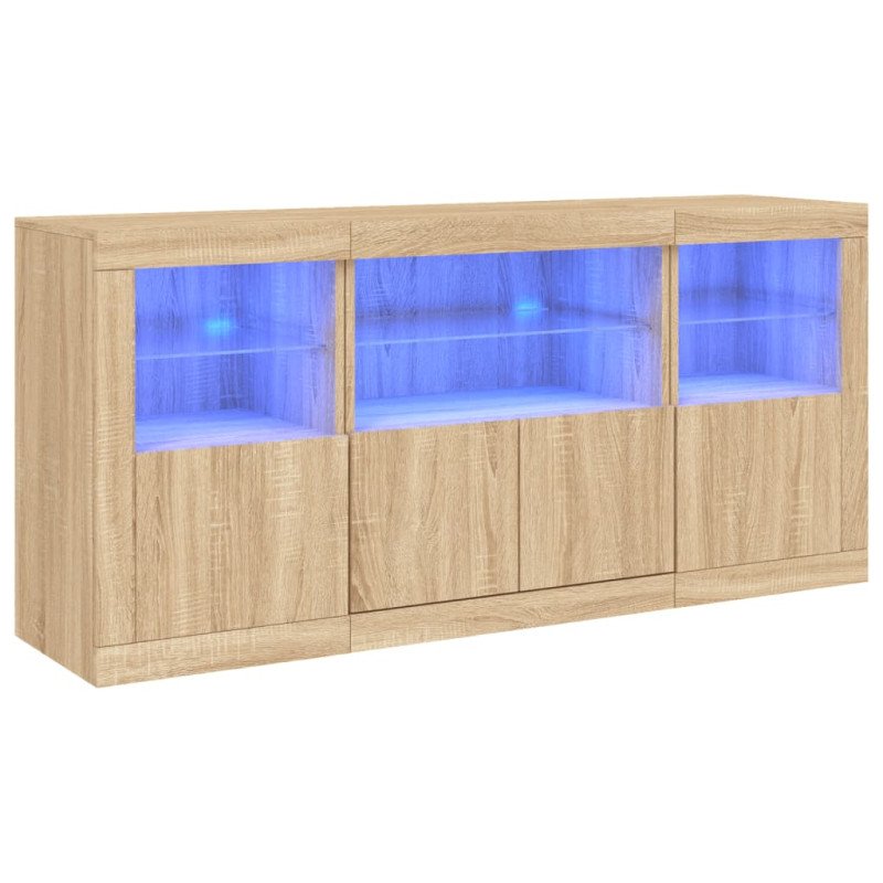 vidaXL Komoda s LED svetlami dub sonoma 142,5x37x67 cm