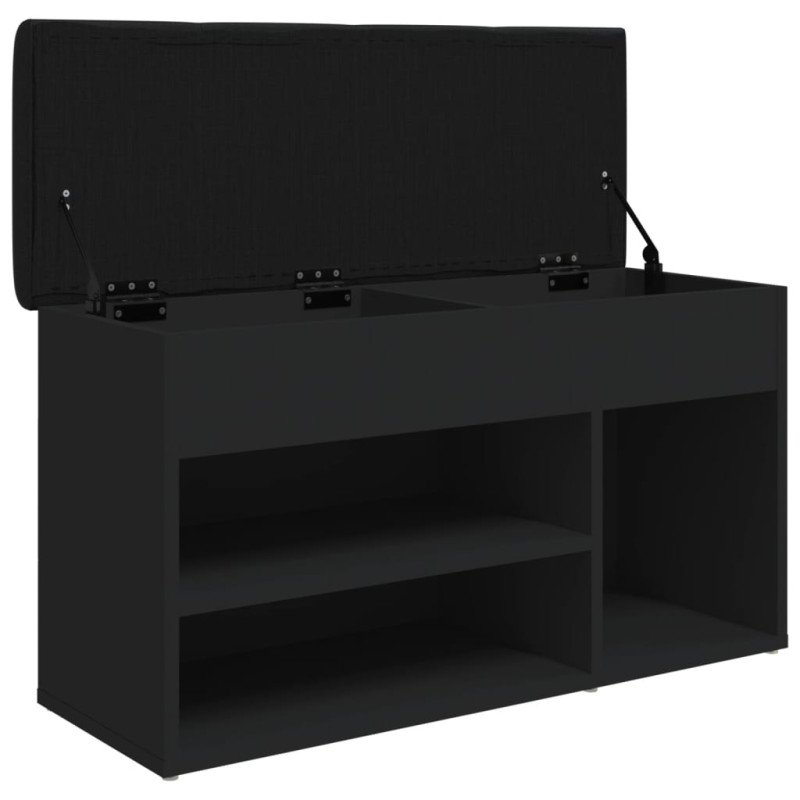 vidaXL Lavička na topánky čierna 82x32x45,5 cm kompozitné drevo