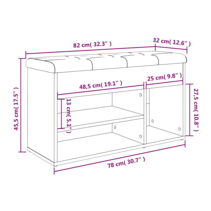 vidaXL Lavička na topánky čierna 82x32x45,5 cm kompozitné drevo