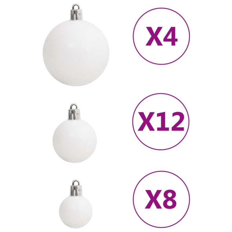 vidaXL 111-dielna sada vianočných ozdôb bielo-sivá polystyrén