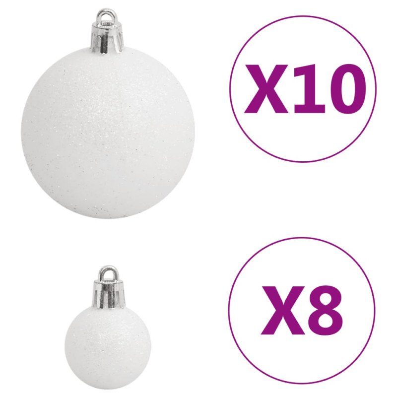 vidaXL 111-dielna sada vianočných ozdôb bielo-sivá polystyrén